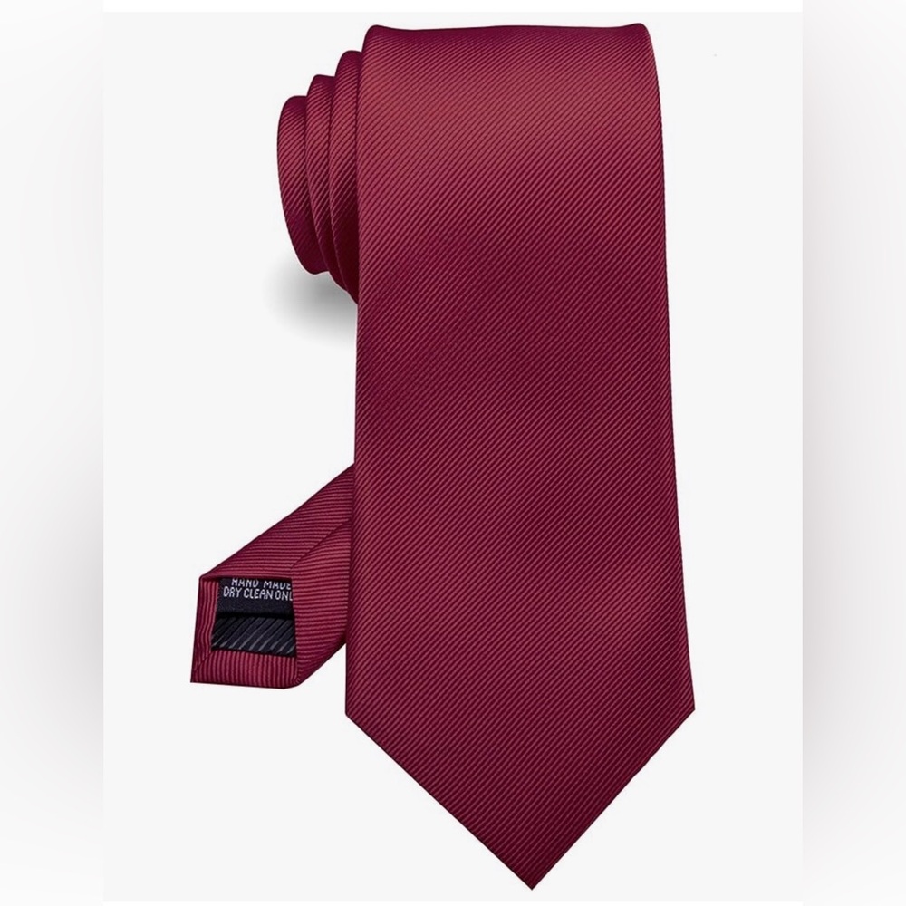 Necktie Men's Solid Pure Color Burgundy Imported Silk Blend Formal Ties